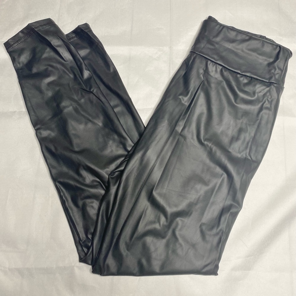 SHEIN Tall Solid Leather Skinny Cropped Pants